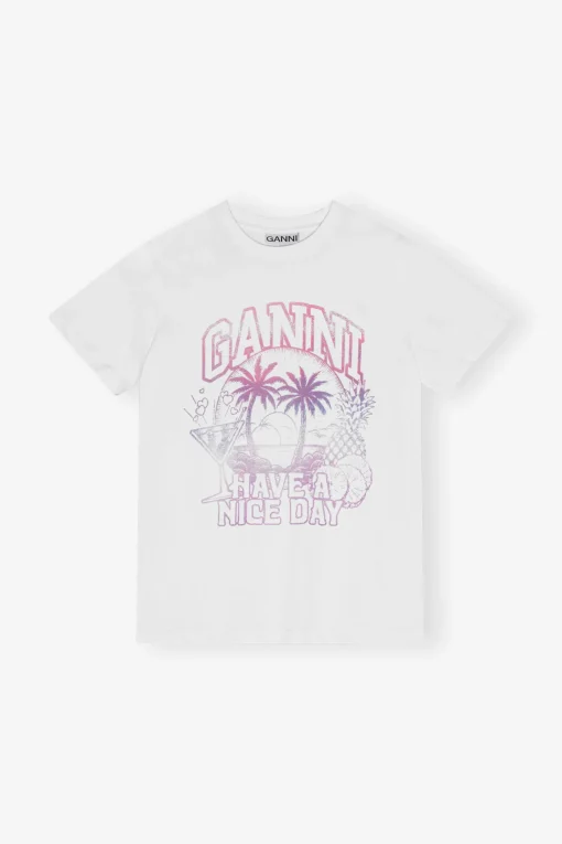 GANNI Små Gaver | Plus Size Klær<Basic Jersey Cocktail Relaxed-T-skjorte BrightWhite