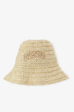 GANNI Hatter<Beige Summer Straw-hatt AlmondMilk