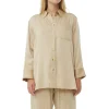 GANNI Plus Size Klær | Sett<Beige Washed Satin-skjorte Safari