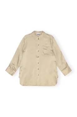 GANNI Plus Size Klær | Sett<Beige Washed Satin-skjorte Safari