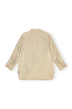GANNI Plus Size Klær | Sett<Beige Washed Satin-skjorte Safari