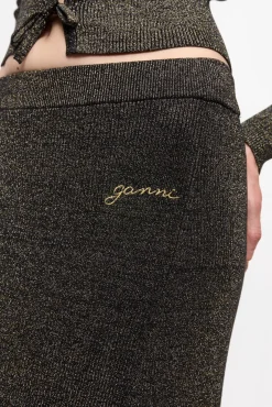 GANNI Sett | Festklær<Black and Gold Sparkle Rib Maxi-skjørt Multicolour