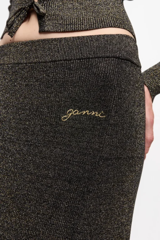 GANNI Sett | Festklær<Black and Gold Sparkle Rib Maxi-skjørt Multicolour