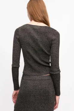 GANNI Sett | Festklær<Black and Gold Sparkle Tie String-cardigan Multicolour
