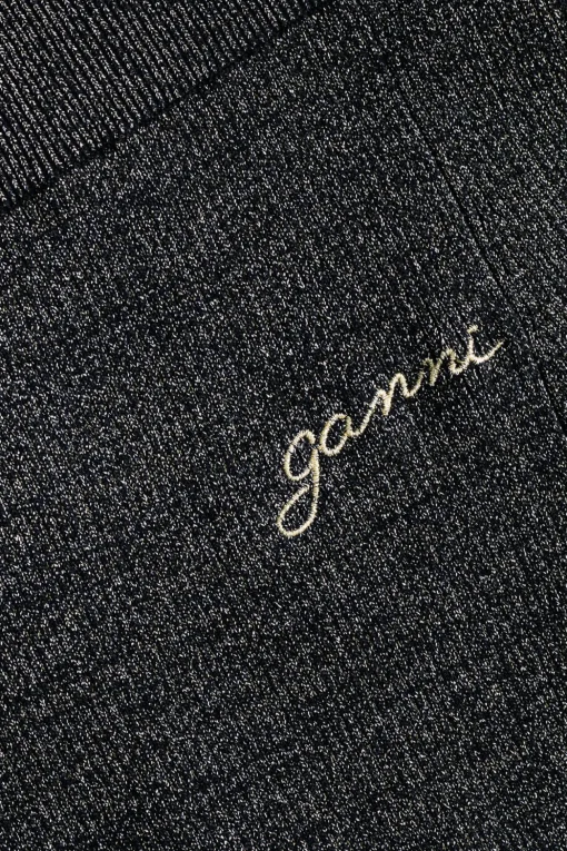GANNI Sett | Festklær<Black and Gold Sparkle Tie String-cardigan Multicolour