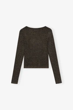 GANNI Sett | Festklær<Black and Gold Sparkle Tie String-cardigan Multicolour