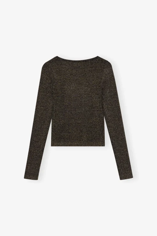 GANNI Sett | Festklær<Black and Gold Sparkle Tie String-cardigan Multicolour