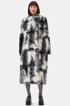 GANNI Kåper & Jakker<and White Faux Fur-kåpe Black