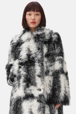 GANNI Kåper & Jakker<and White Faux Fur-kåpe Black