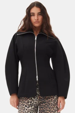 GANNI Trending Now | Kåper & Jakker<Bonded Crepe Curve Sleeve-jakke Black