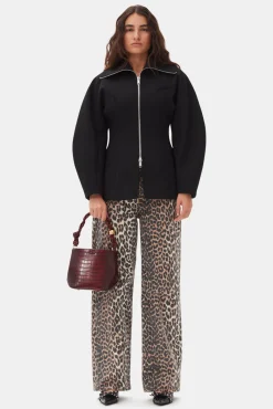 GANNI Trending Now | Kåper & Jakker<Bonded Crepe Curve Sleeve-jakke Black