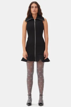 GANNI Kjoler<Bonded Crepe Mini-kjole Black