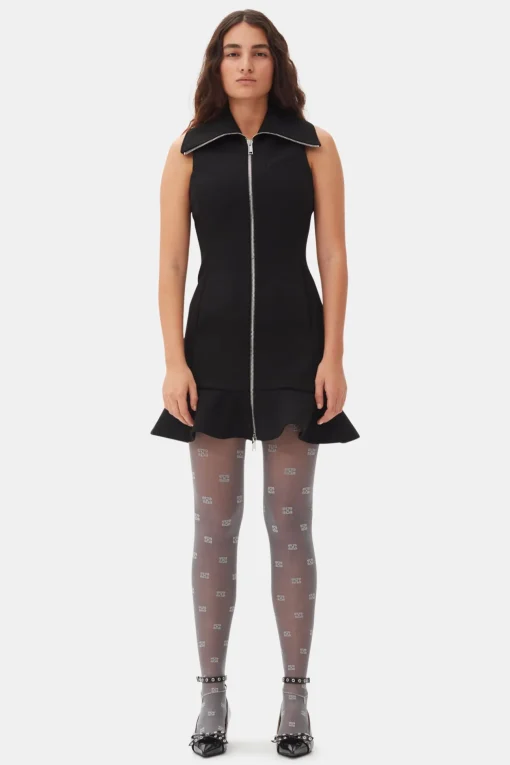 GANNI Kjoler<Bonded Crepe Mini-kjole Black