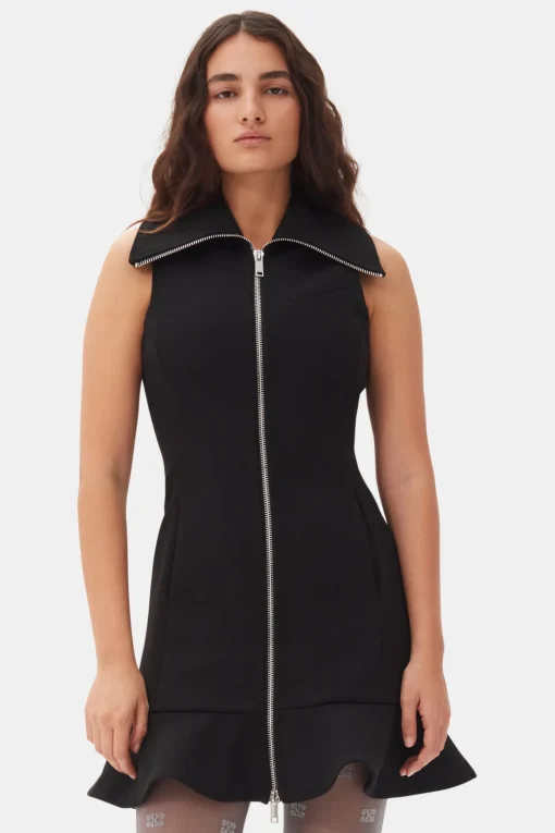 GANNI Kjoler<Bonded Crepe Mini-kjole Black