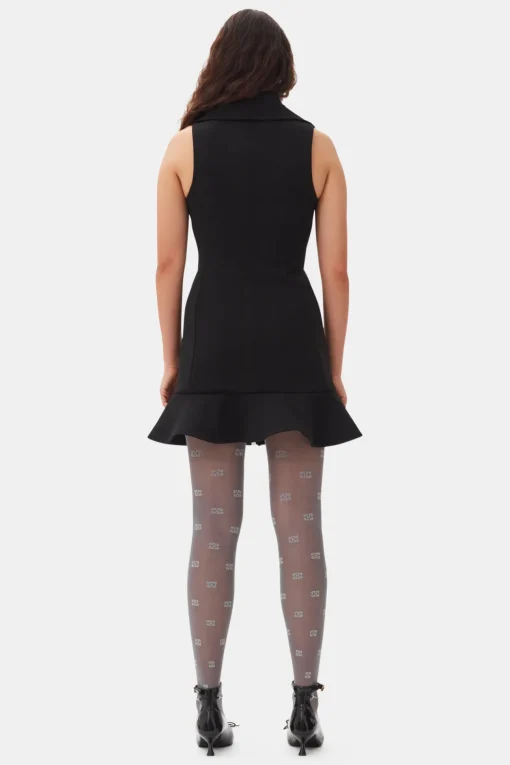 GANNI Kjoler<Bonded Crepe Mini-kjole Black