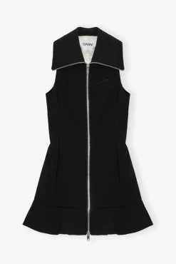 GANNI Kjoler<Bonded Crepe Mini-kjole Black
