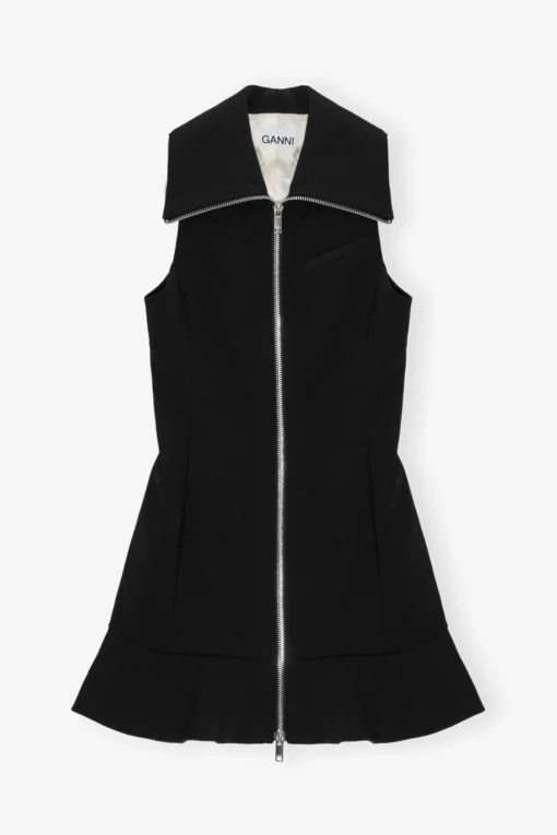 GANNI Kjoler<Bonded Crepe Mini-kjole Black