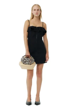 GANNI Kjoler<Bonded Crepe Strap Mini-kjole Black