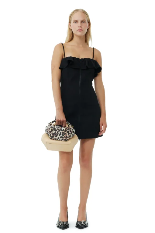 GANNI Kjoler<Bonded Crepe Strap Mini-kjole Black