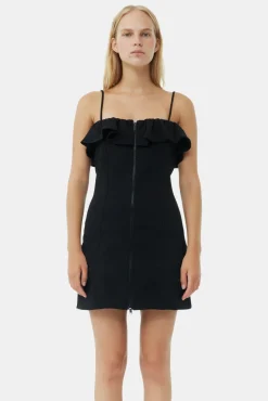 GANNI Kjoler<Bonded Crepe Strap Mini-kjole Black