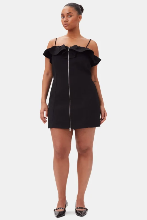 GANNI Kjoler<Bonded Crepe Strap Mini-kjole Black
