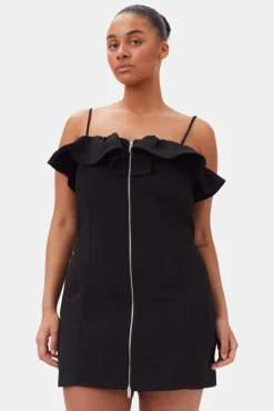 GANNI Kjoler<Bonded Crepe Strap Mini-kjole Black