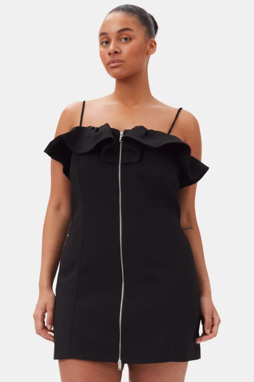 GANNI Kjoler<Bonded Crepe Strap Mini-kjole Black