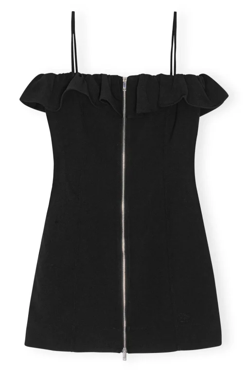GANNI Kjoler<Bonded Crepe Strap Mini-kjole Black