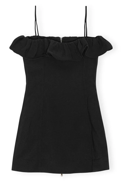 GANNI Kjoler<Bonded Crepe Strap Mini-kjole Black
