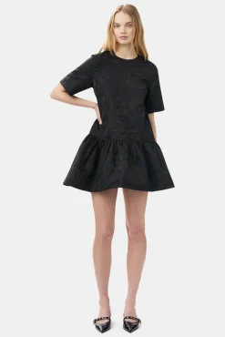 GANNI Ganni Exclusives | Kjoler<Botanical Jacquard Open-back Mini-kjole Black
