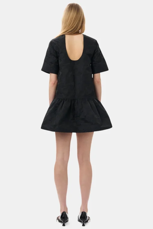 GANNI Ganni Exclusives | Kjoler<Botanical Jacquard Open-back Mini-kjole Black