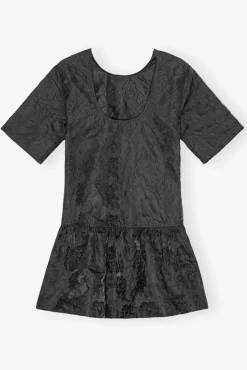 GANNI Ganni Exclusives | Kjoler<Botanical Jacquard Open-back Mini-kjole Black