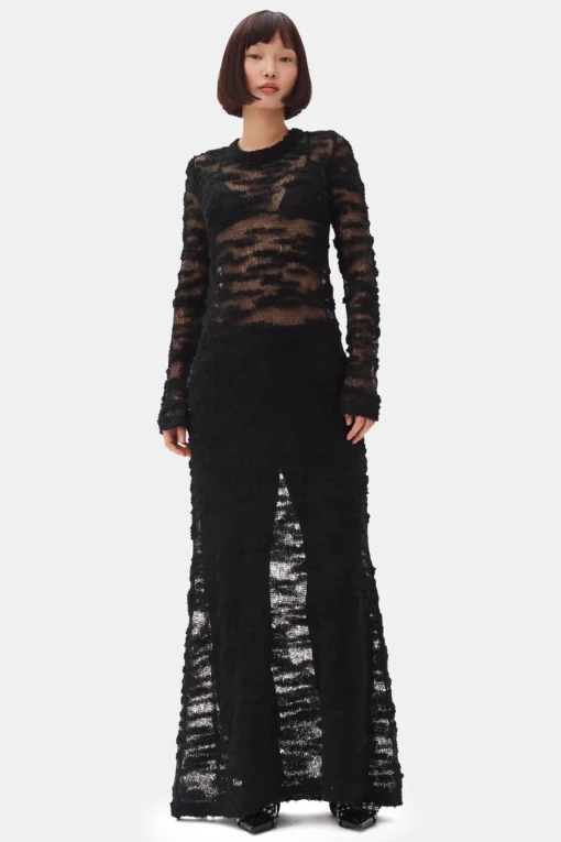 GANNI Kjoler<Boucle Maxi-kjole Black
