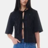GANNI Ganni Exclusives | Topper<Broderie Anglaise Tie-bluse Black