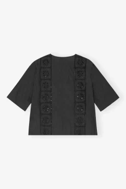 GANNI Ganni Exclusives | Topper<Broderie Anglaise Tie-bluse Black