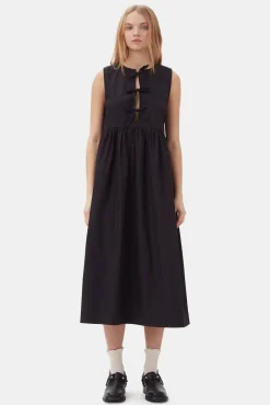 GANNI Kjoler<Cotton Poplin Midi-kjole Black