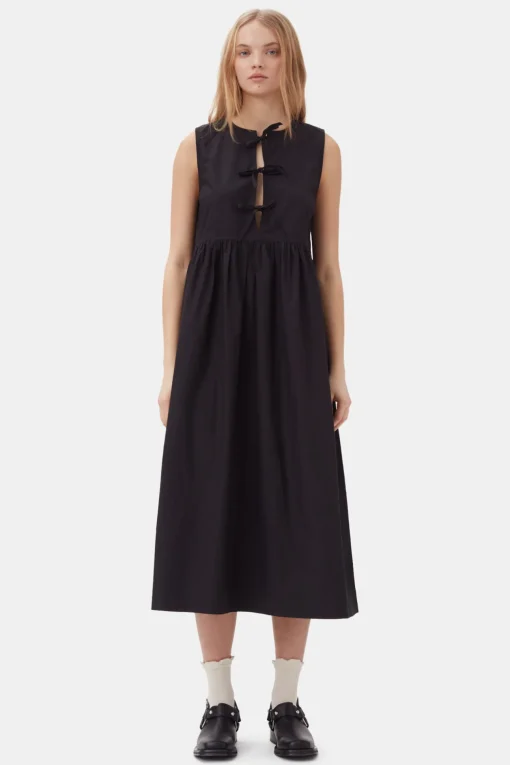 GANNI Kjoler<Cotton Poplin Midi-kjole Black