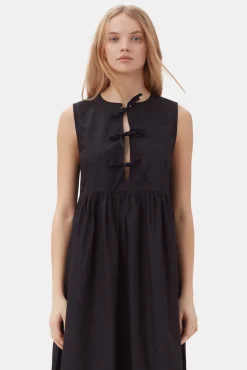GANNI Kjoler<Cotton Poplin Midi-kjole Black