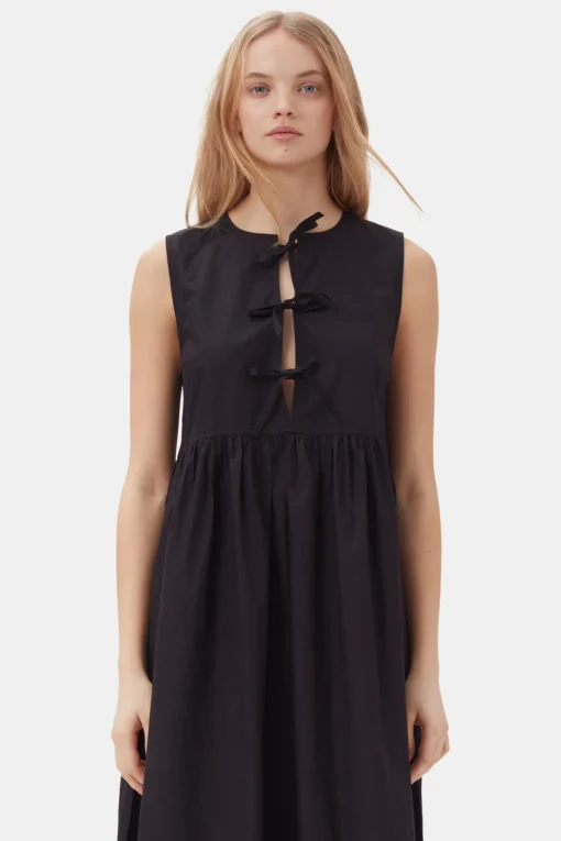 GANNI Kjoler<Cotton Poplin Midi-kjole Black