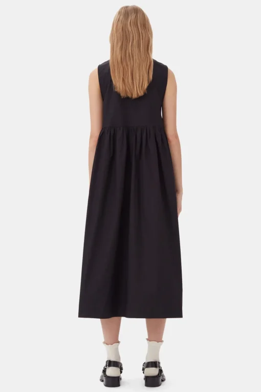GANNI Kjoler<Cotton Poplin Midi-kjole Black