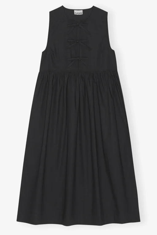 GANNI Kjoler<Cotton Poplin Midi-kjole Black