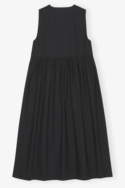 GANNI Kjoler<Cotton Poplin Midi-kjole Black