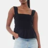 GANNI Topper<Cotton Poplin Smock Strap-topp Black