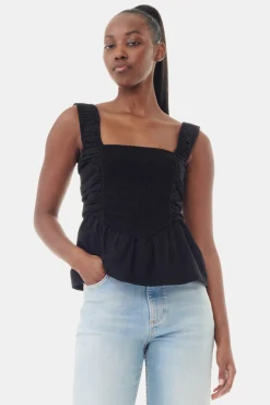 GANNI Topper<Cotton Poplin Smock Strap-topp Black