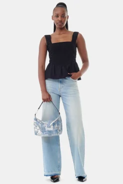 GANNI Topper<Cotton Poplin Smock Strap-topp Black