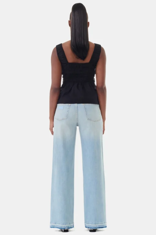 GANNI Topper<Cotton Poplin Smock Strap-topp Black