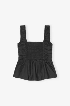 GANNI Topper<Cotton Poplin Smock Strap-topp Black