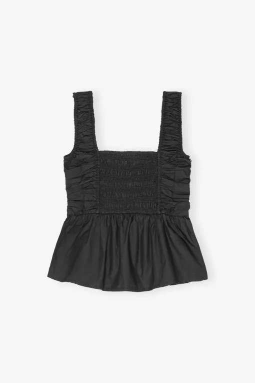 GANNI Topper<Cotton Poplin Smock Strap-topp Black