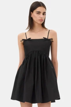 GANNI Ganni Exclusives | Kjoler<Cotton Poplin Strap-kjole Black