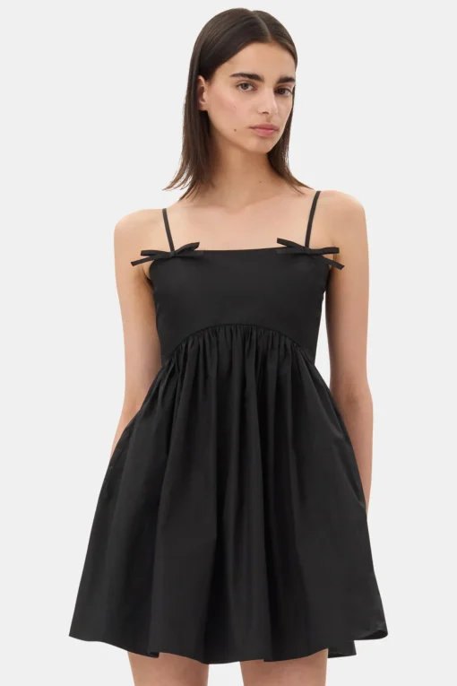 GANNI Ganni Exclusives | Kjoler<Cotton Poplin Strap-kjole Black